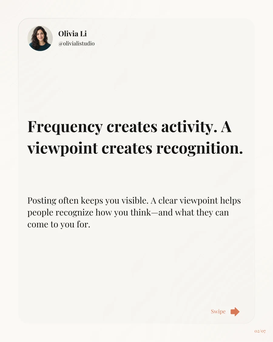 Slide 2: Frequency creates activity. A viewpoint creates recognition.